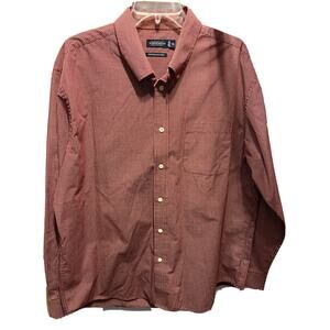 Consensus Men’s XL Red Check Long Sleeve Button Down Polyester Blend Shirt